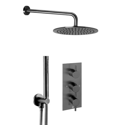 Concealed Thermostatic Shower Set - Brushed Black Finish