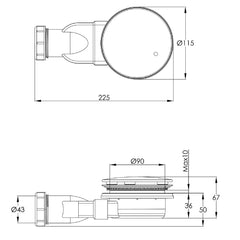 Shower waste trap - Technical Drawing