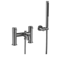 Deck Mounted Bath Tap with Shower Kit - Brushed Black