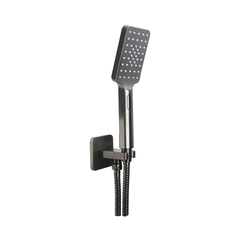 Black Square Water Outlet with Holder Hose and Hand Shower