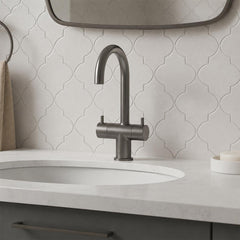 black basin tap with dual lever 