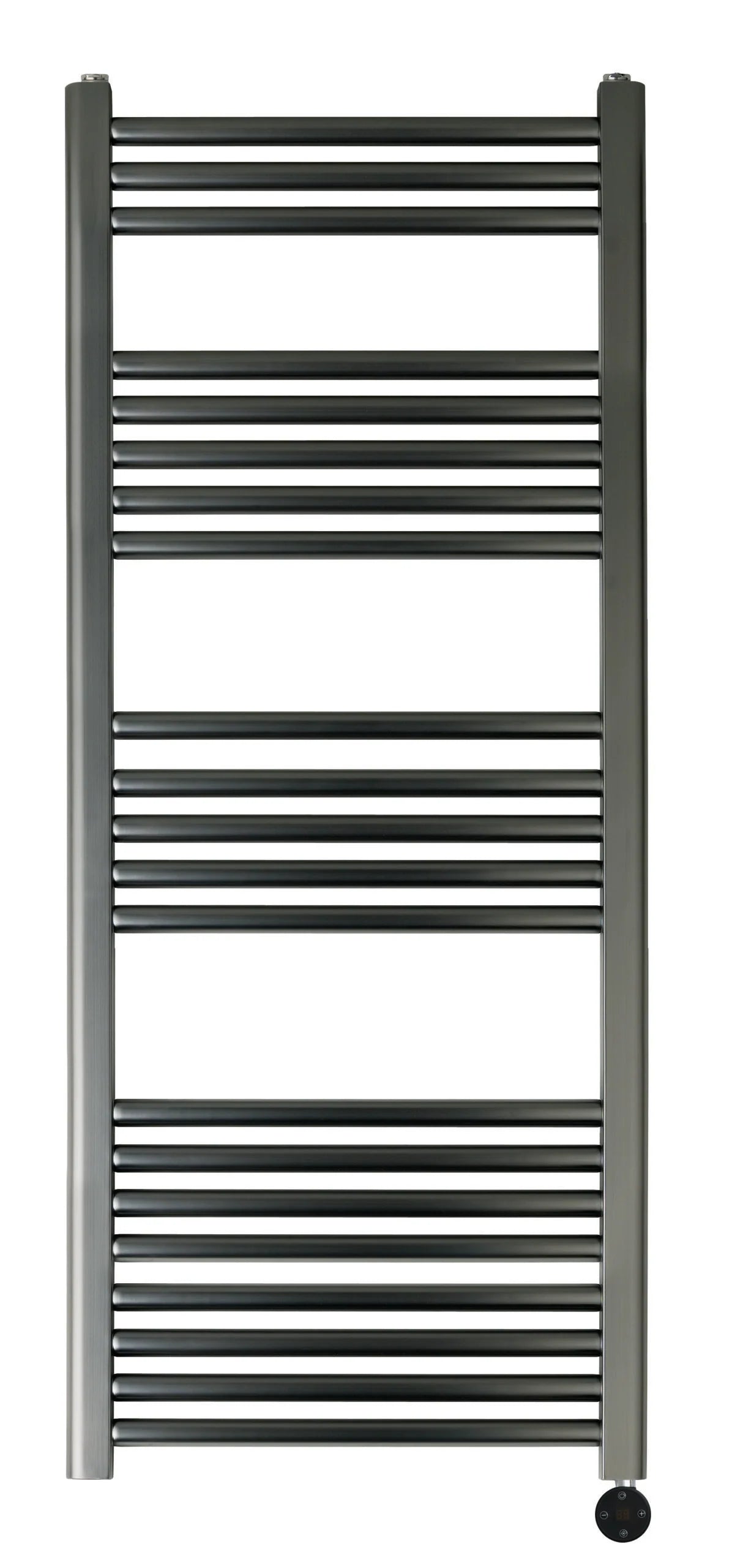 Black electric heated towel warmer