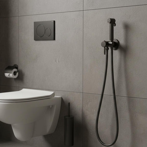 black douche shower kit  hot and cold 