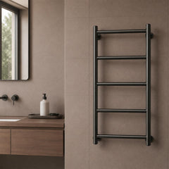 black dual fuel towel radiator 800mm x 500mm