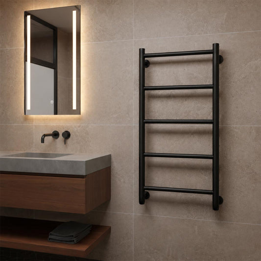 black dual fuel towel rail radiator 1200
