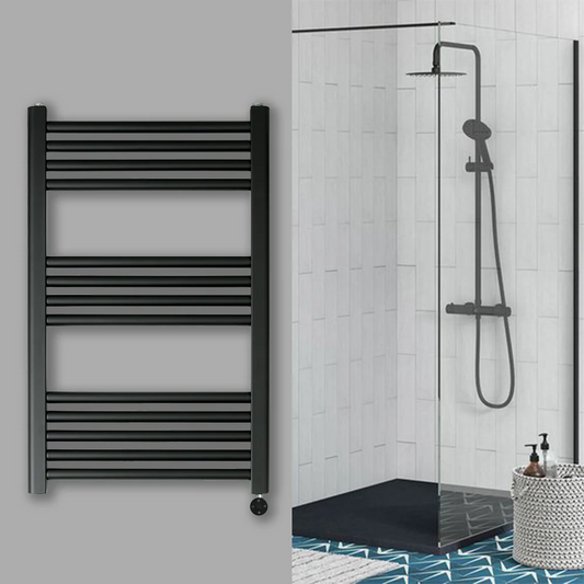 Matt black electric towel radiator