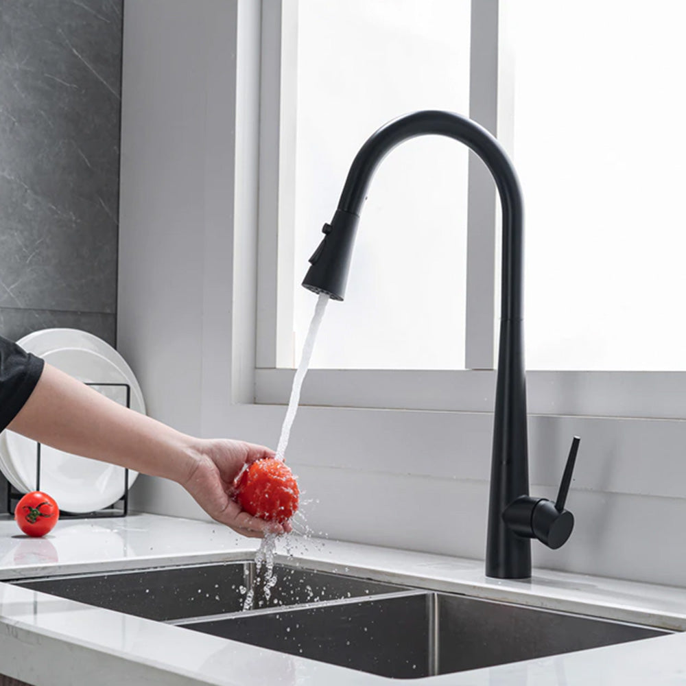 Matt Black Kitchen Tap Pull Out Spray | Single Lever Black Kitchen Sink Tap