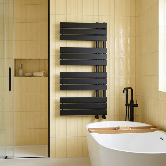 black open ended towel rail dual fuel 1080mm 1200