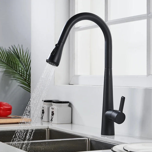 matt_black_pull_out_kitchen_tap_with_single_lever 1000