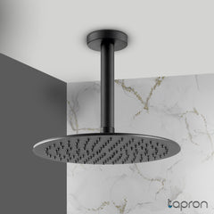 Black shower head with shower arm 