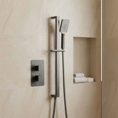 black shower slider rail with multifunction handset 
