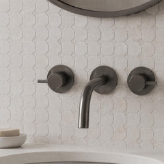 black three hole basin mixer tap wall mount