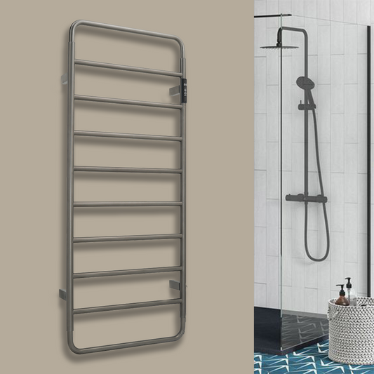 Brushed black electric towel rail 