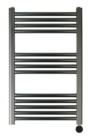 Black electric towel radiator with thermostat