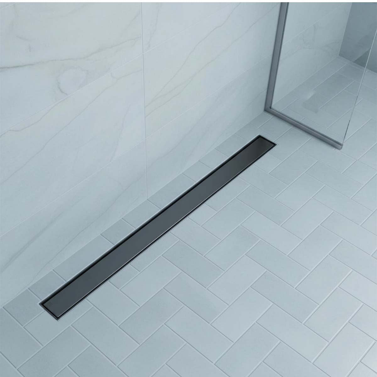black wet room linear shower drain 800mm