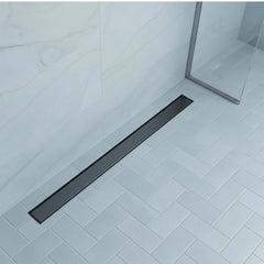 black wet room linear shower drain 800mm