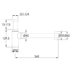 Sink waste trap - Technical drawing