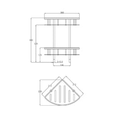Bronze Twin Shower Basket - Technical drawing