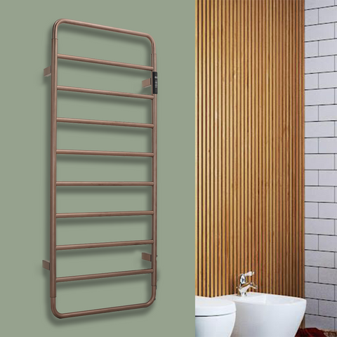 Brushed bronze electric towel radiator