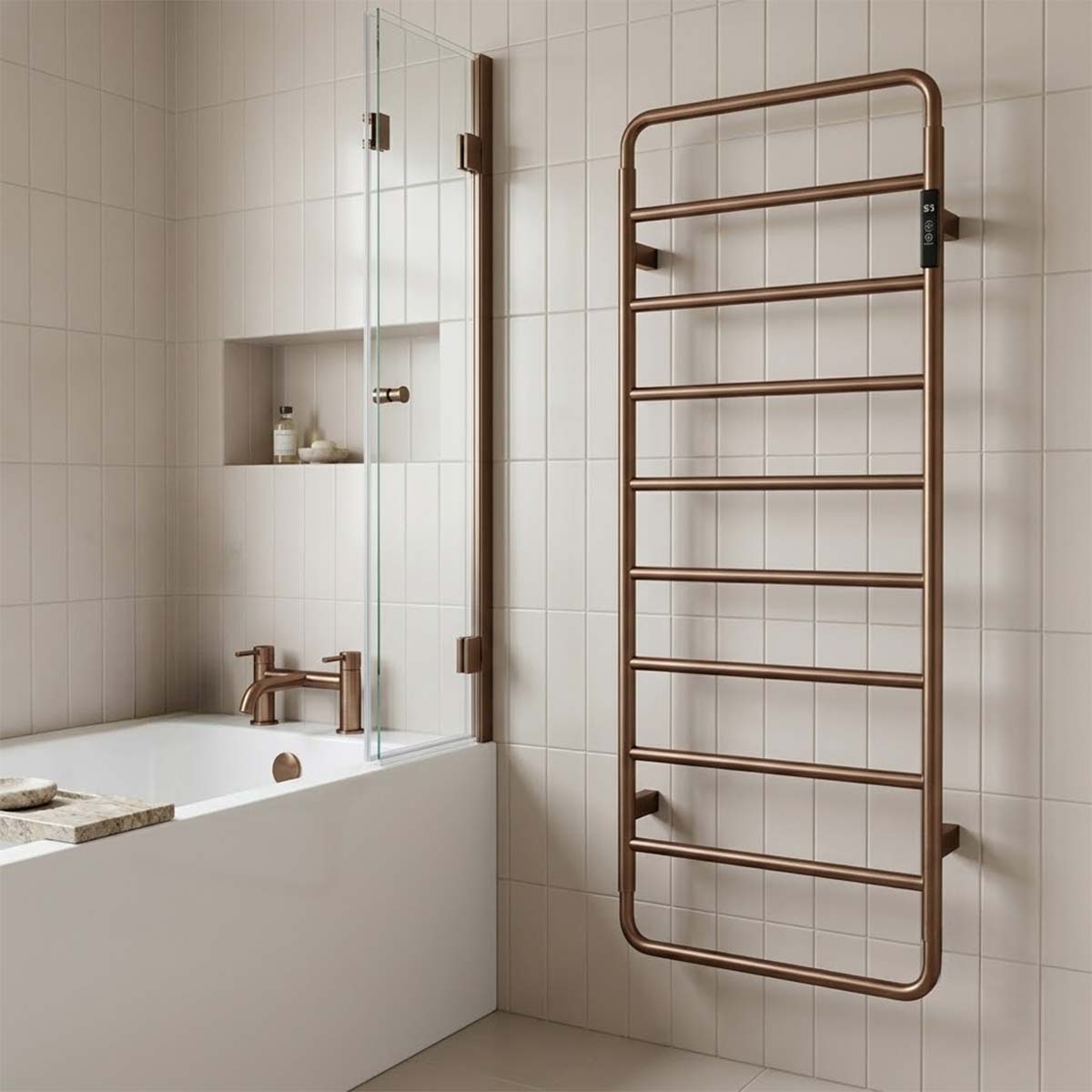 bronze towel radiator with thermostat 