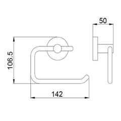 brushed brass toilet roll holder wall mounted technical drawing