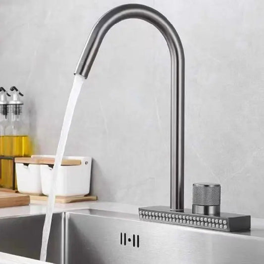 brushed stainless steel kitchen taps