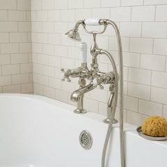 Nickel bath mixer tap with shower kit