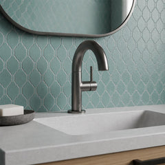 brushed black basin mixer with side lever
