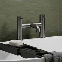 brushed black deck mounted bath filler tap 