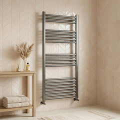 brushed black dual fuel towel rail 1200mm x 600mm