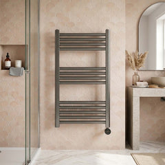 brushed black electric heated towel rail 800mm - Ireland