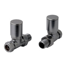Brushed Black Straight Radiator Valve Pair-Tapron