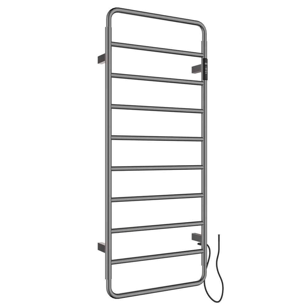 Black heated electric towel rail