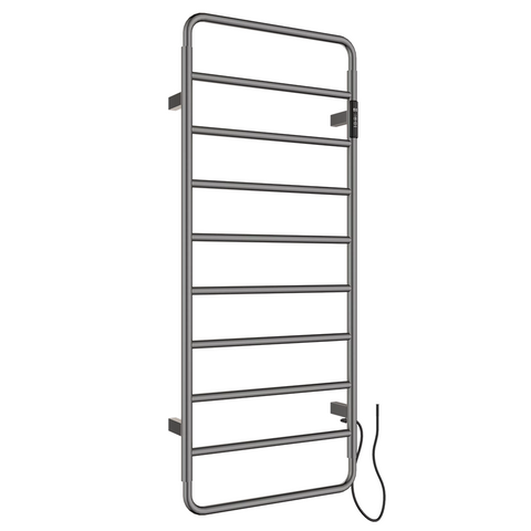 Black heated electric towel rail