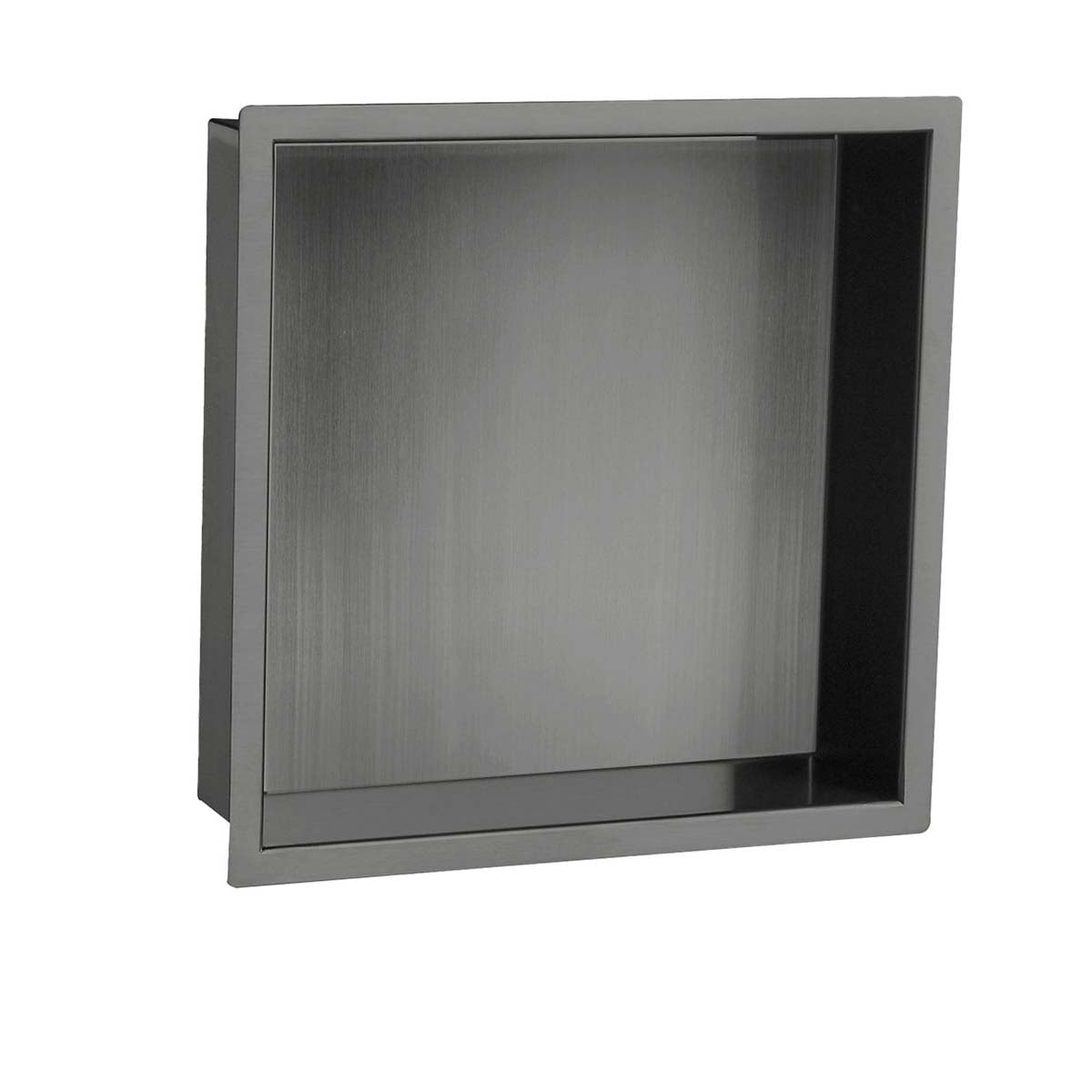 brushed black square recessed insert niche 300x 300mm