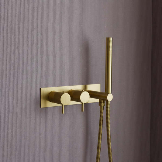 brushed brass 2 way shower valve with handset- Ireland 