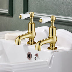 Brushed brass cloakroom pillar tap