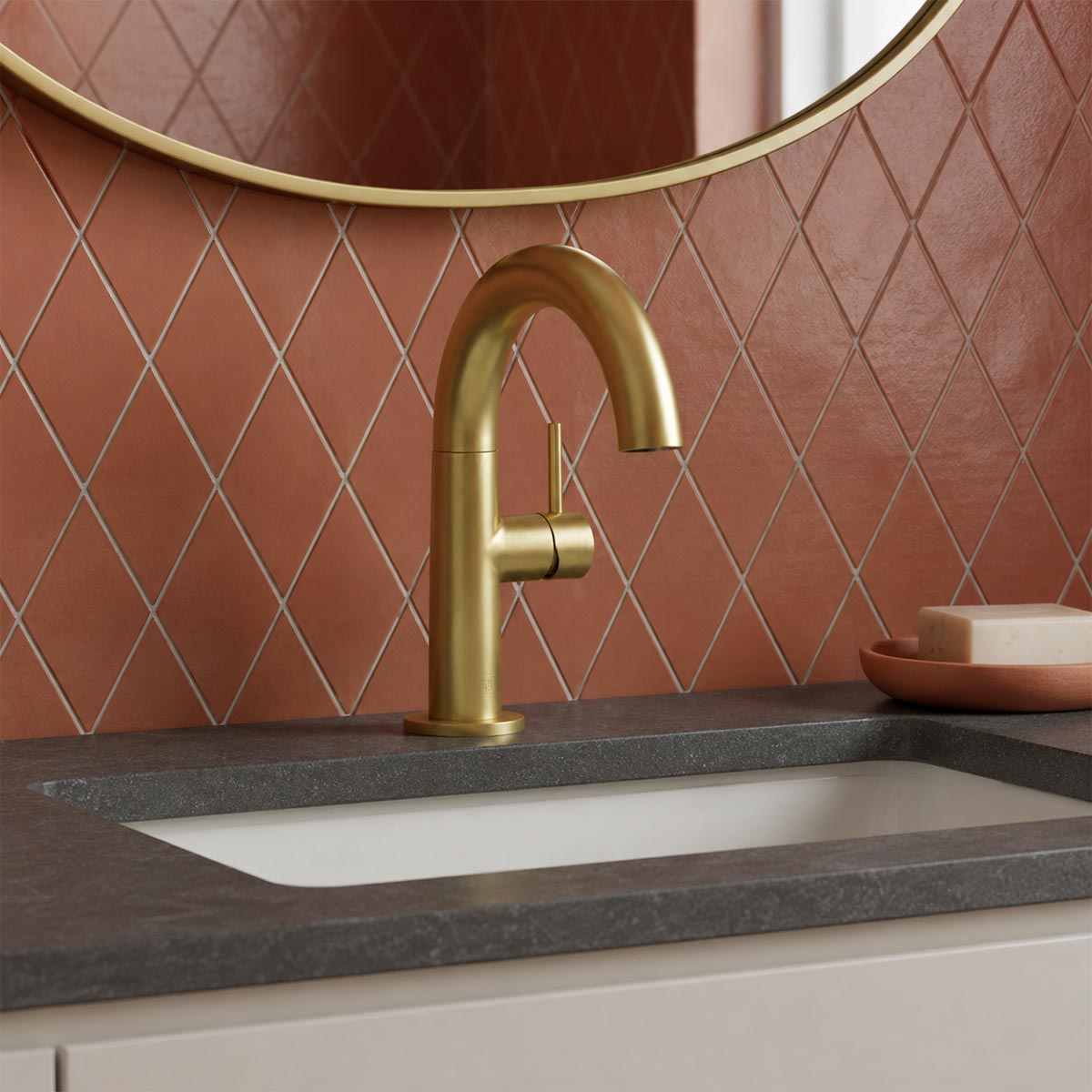brushed brass basin tap with sid lever