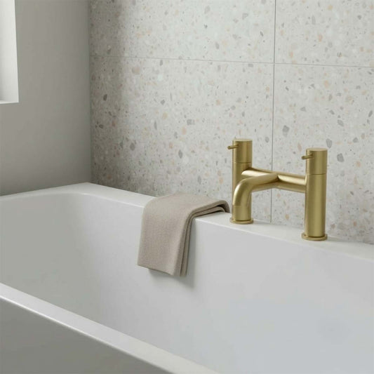 brushed brass bridge bath tap 1200