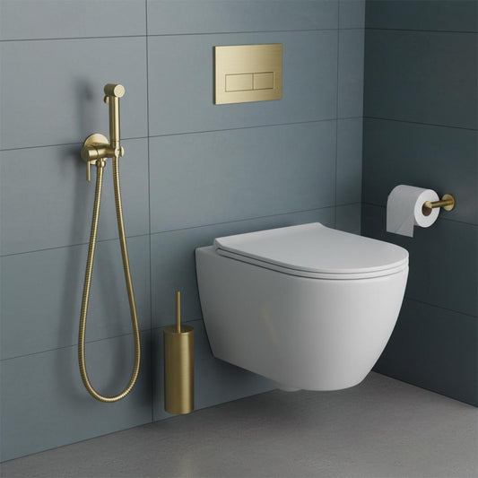 brushed brass douche shower kit 1200