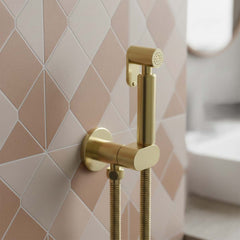 brushed brass douche spray kit with shut off 