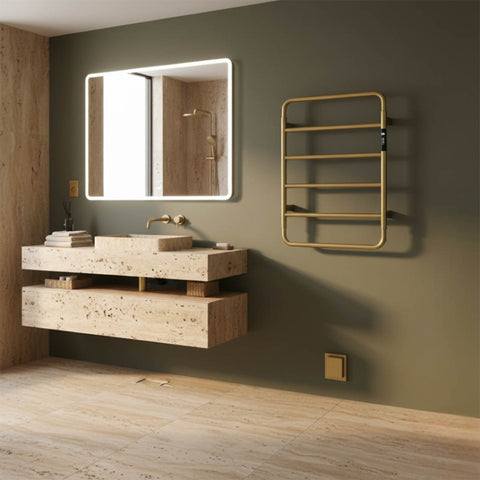 brushed brass electric heated towel rail - Ireland