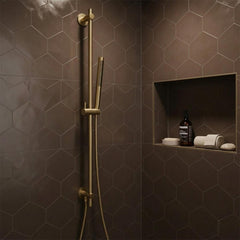 brushed brass slider shower rail Ireland 
