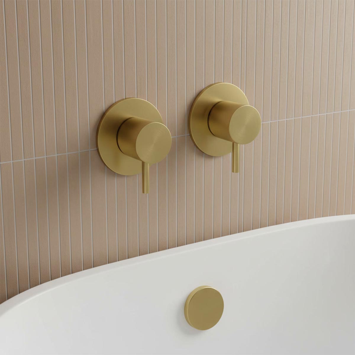 brushed brass wall mounted bath stop valves 