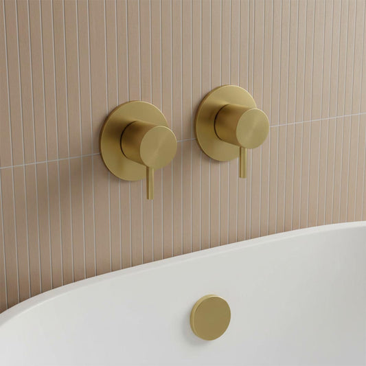 brushed brass wall mounted bath stop valves  1200