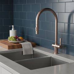 brushed bronze kitchen tap pull out