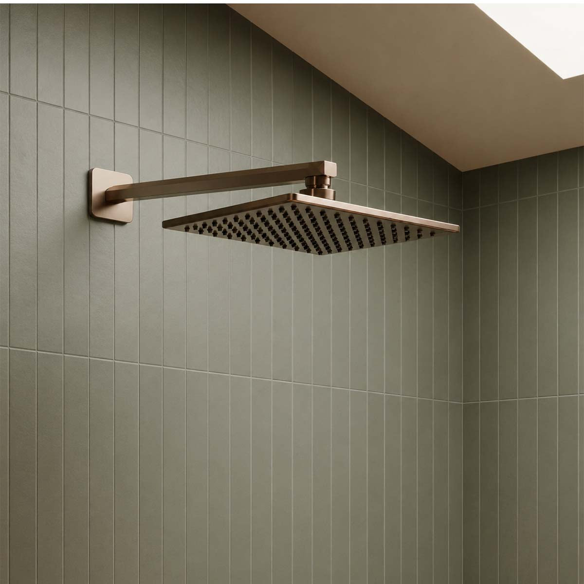 brushed bronze long square shower arm 