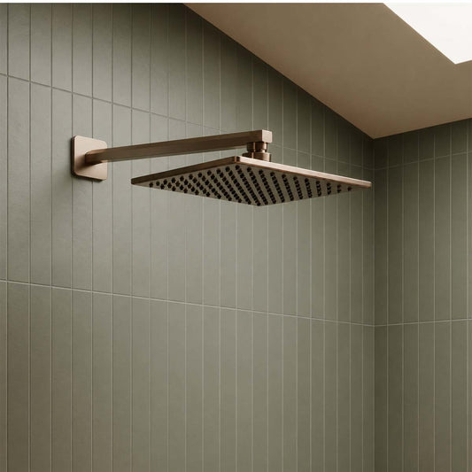 brushed bronze long square shower arm  1200