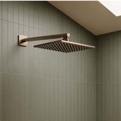 brushed bronze long square shower arm 