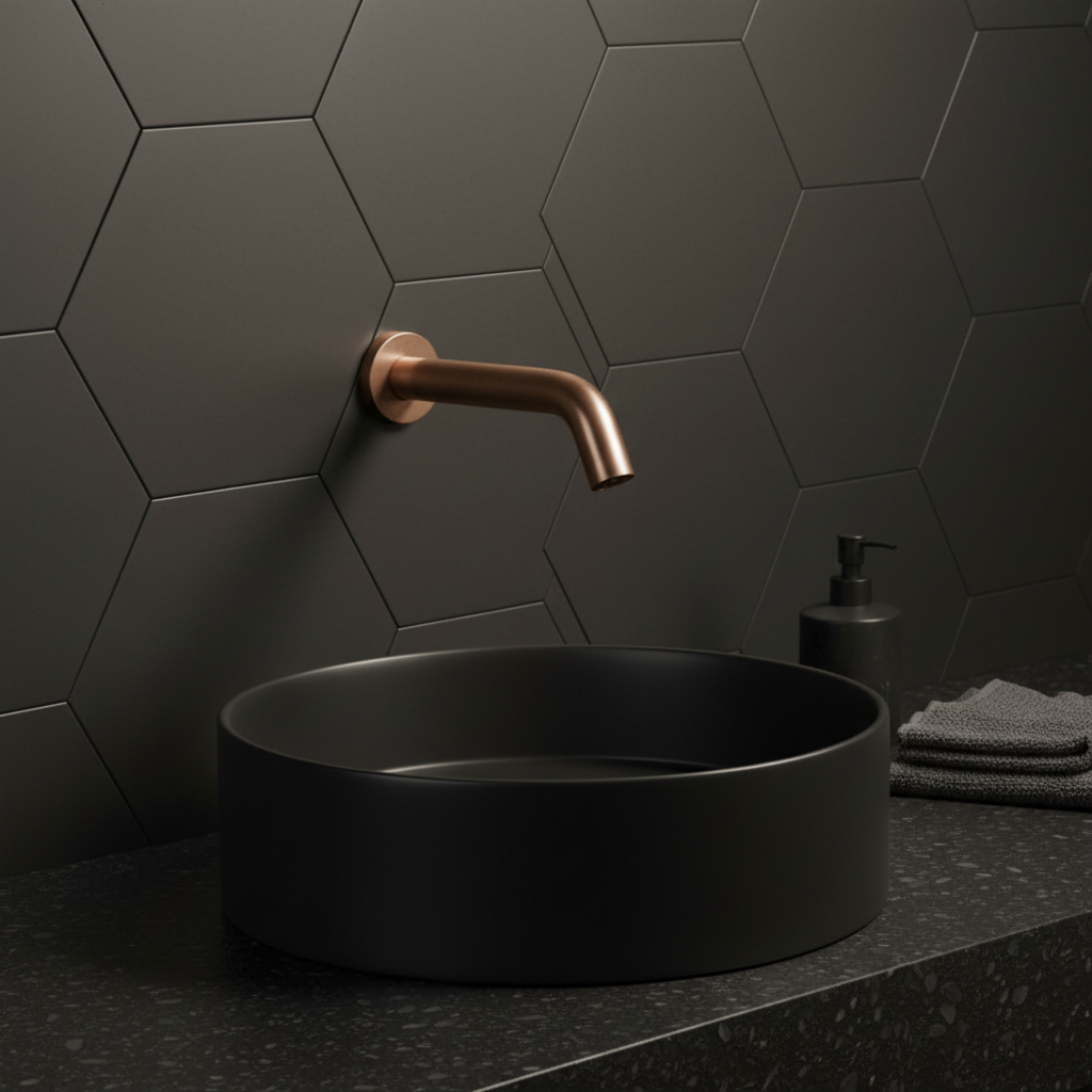 brushed bronze wall mounted sensor tap